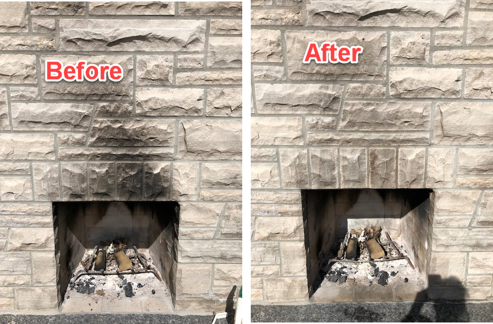 clean soot from fireplace